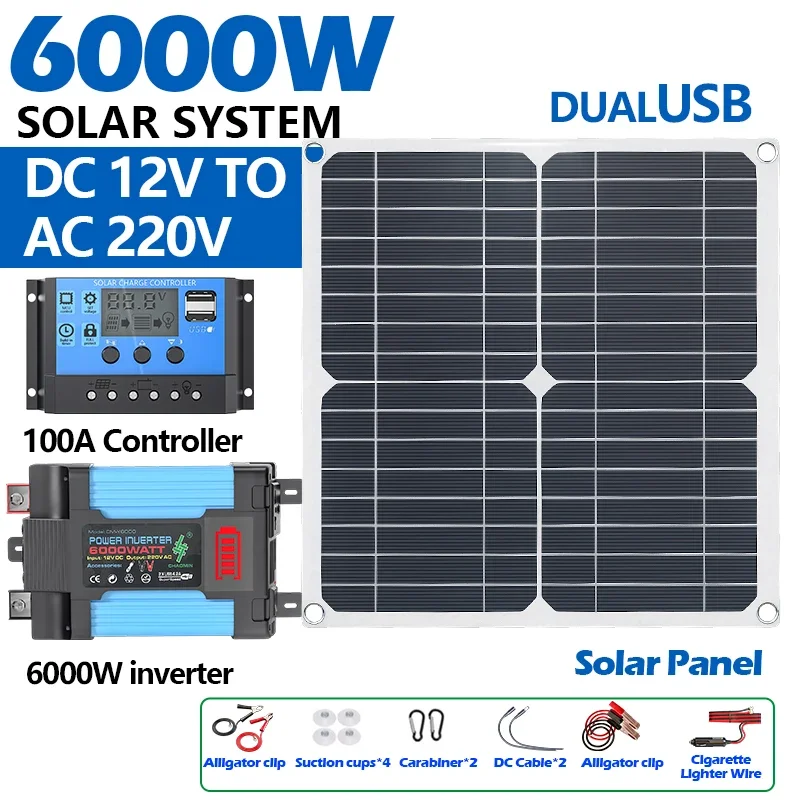 Kit solar de 6000 W, equipado  - Solar Panel 200W reseña y precio